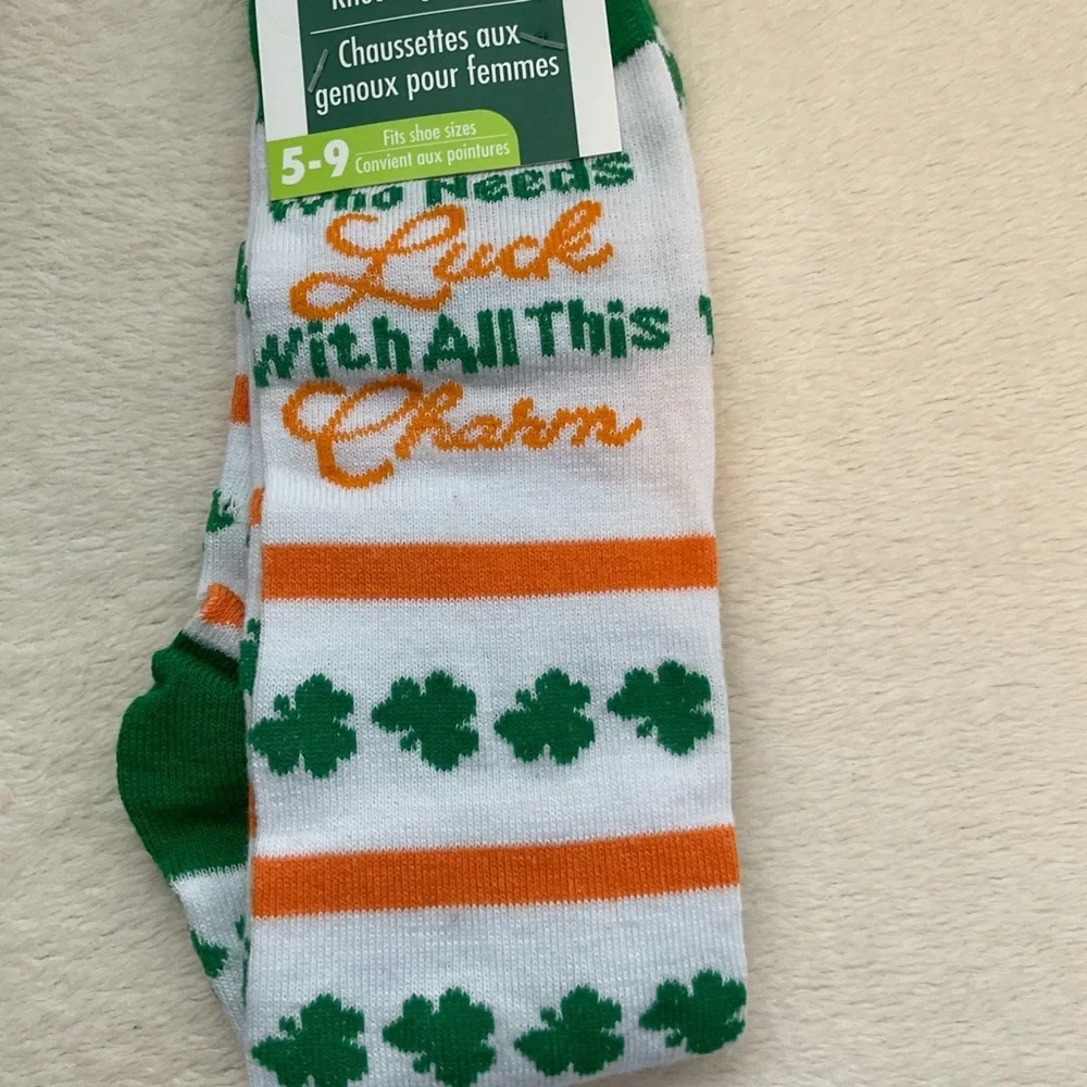 Lucky Charm Green and Orange Knee High Socks